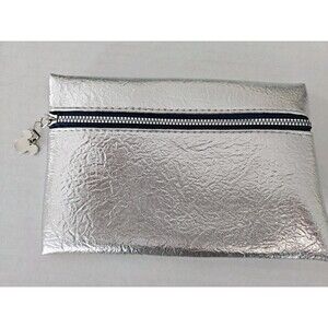 Silver Cosmetic Pouch With Mickey Mouse Head Charm
